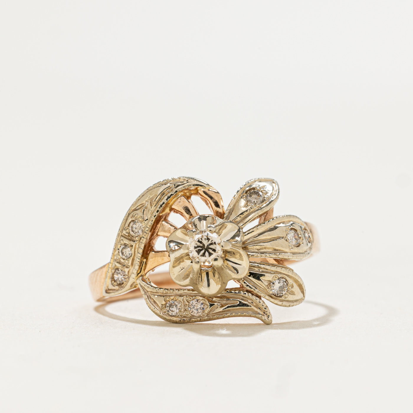Diamond Floral Design Ring | 0.16ctw | SZ 6.75