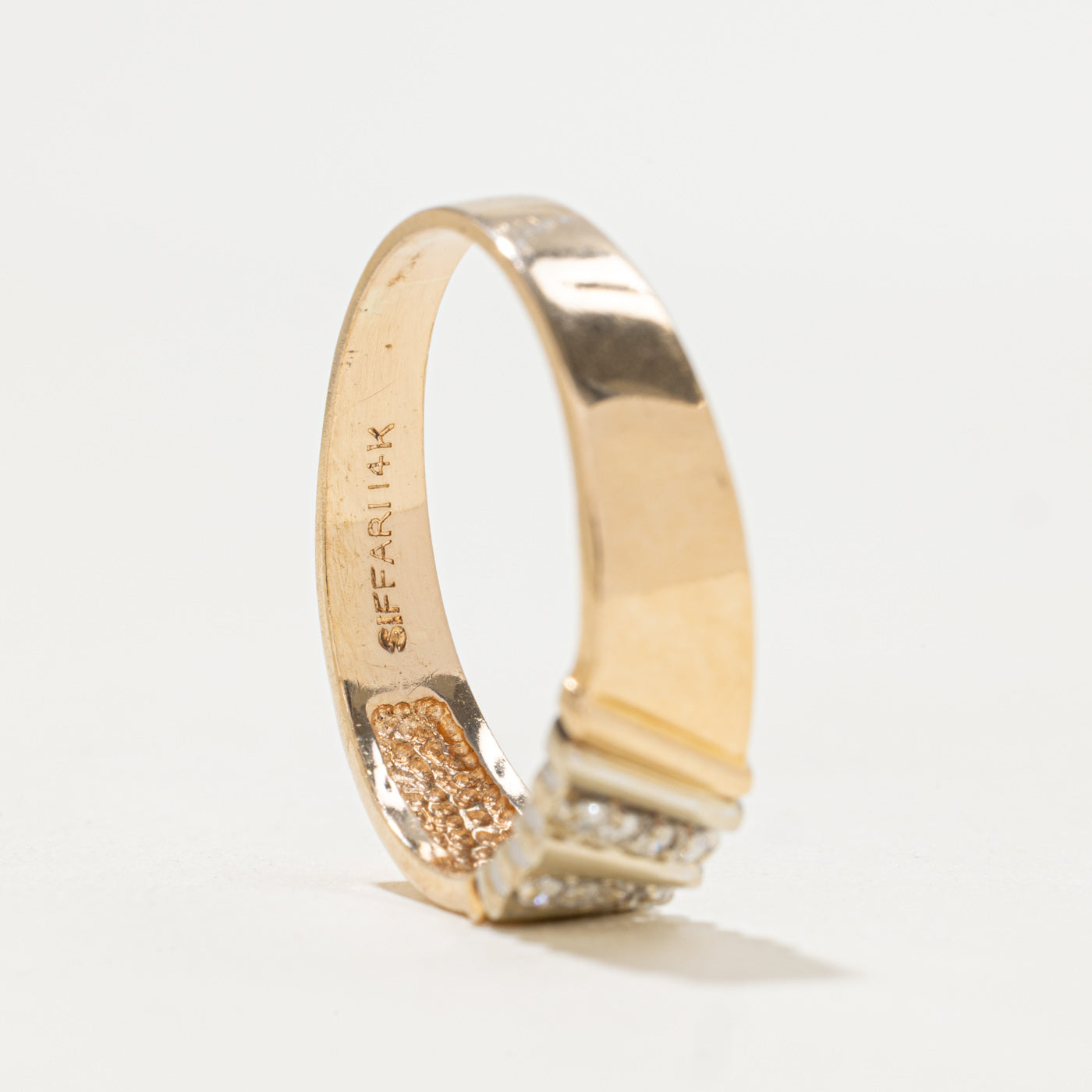 Diagonal Diamond Grooved Band | 0.04ctw | SZ 8.25