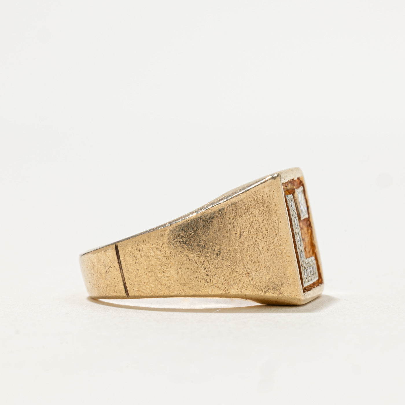 Diamond "L" Initial Signet Ring | 0.20ctw | SZ 9.25