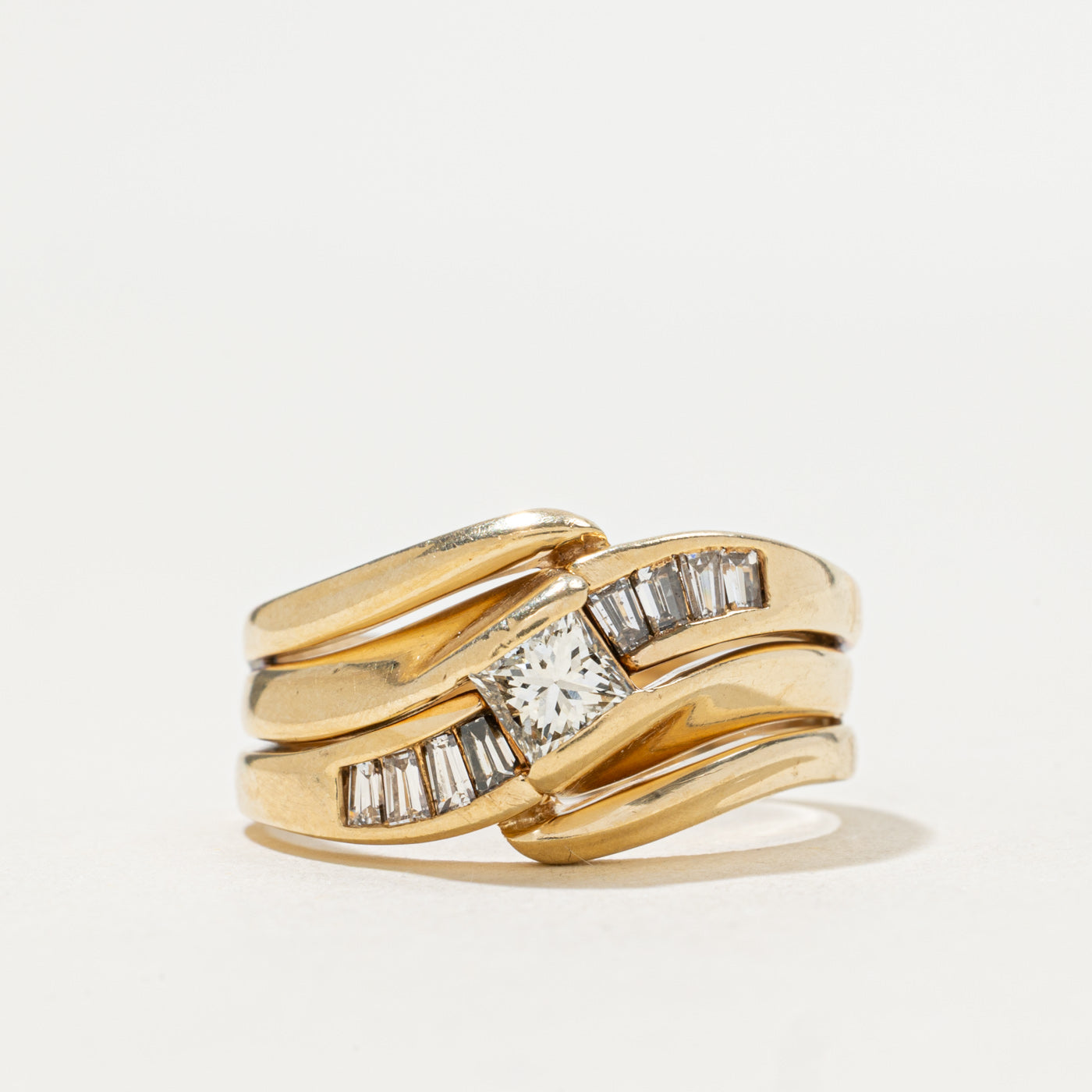 Channel Set Diamond Bypass Ring | 0.75ctw | SZ 7.5