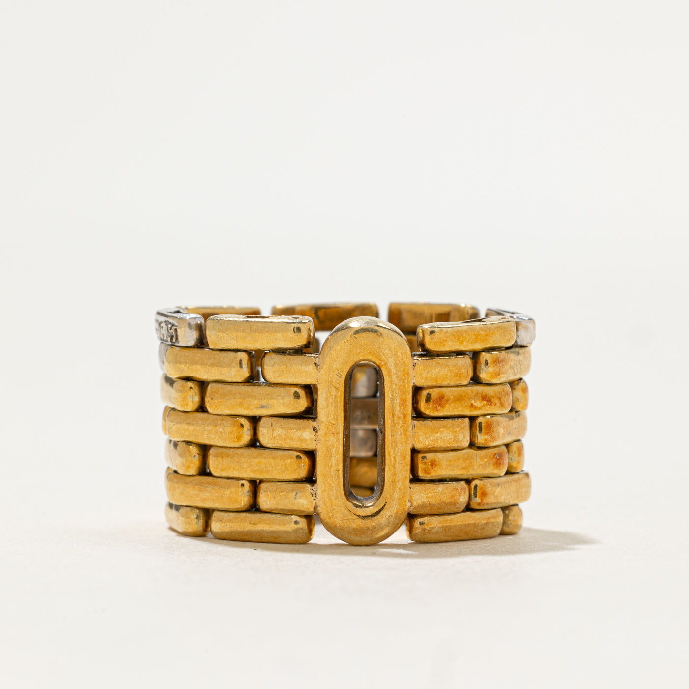 Two Tone Gold Diamond Panther Link Chain Ring | 0.09ctw | 14.05mm | SZ 7.5