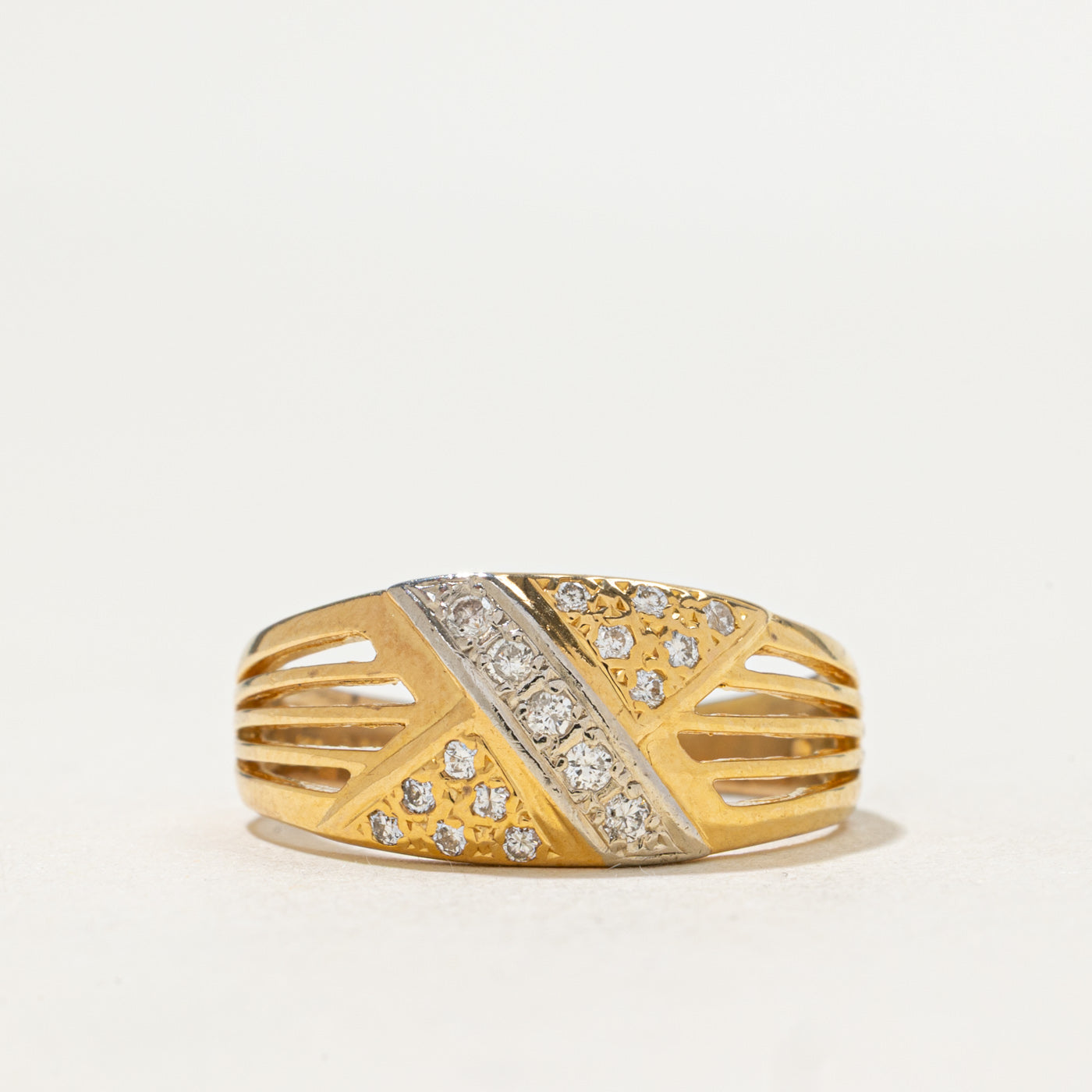 Diagonal Diamond Openwork X Band | 0.11ctw | SZ 7.25