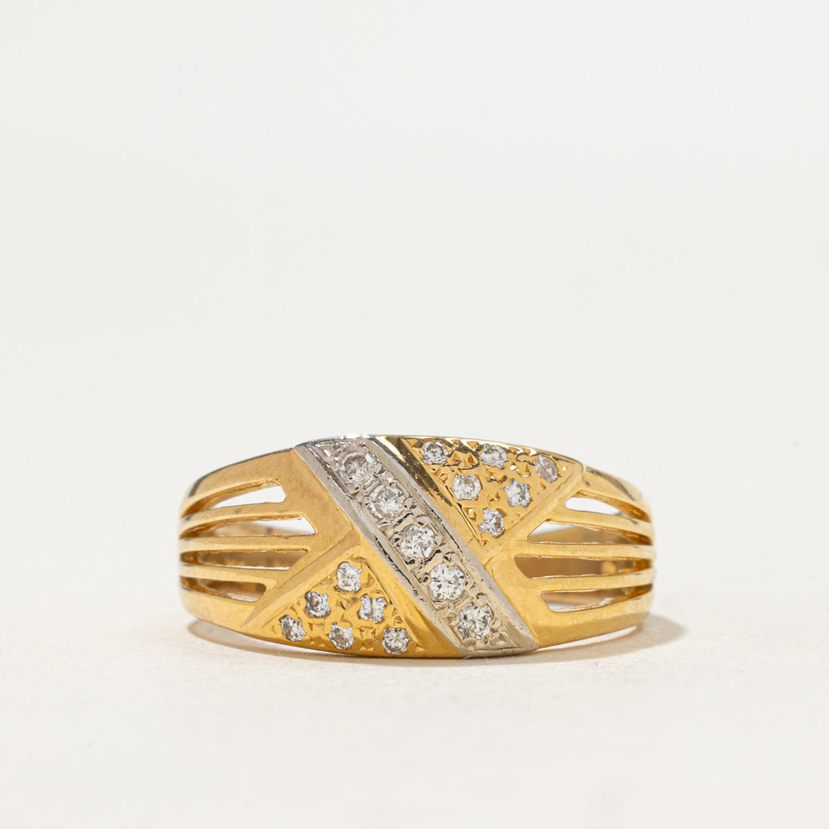 Diagonal Diamond Openwork X Band | 0.11ctw | SZ 7.25