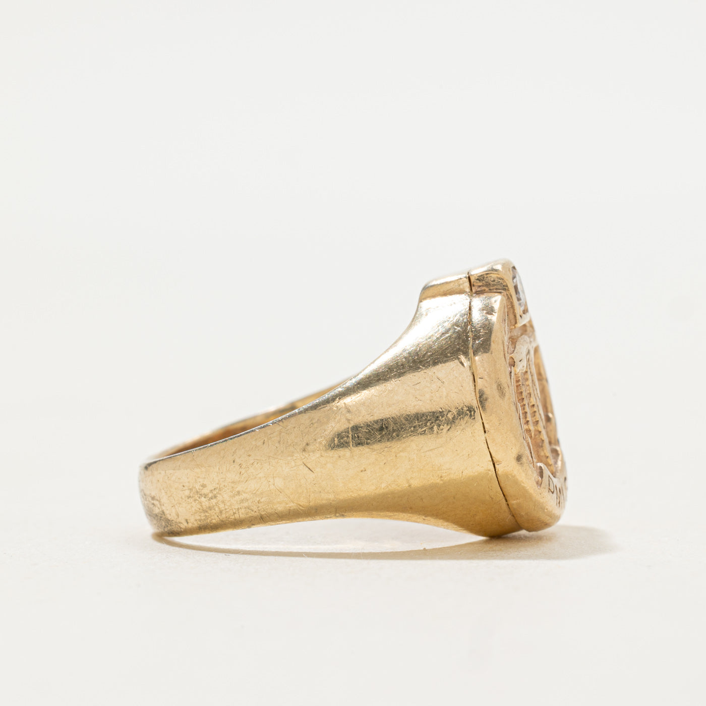 Diamond Embossed Bird Signet Ring | 0.10ct | SZ 7.25