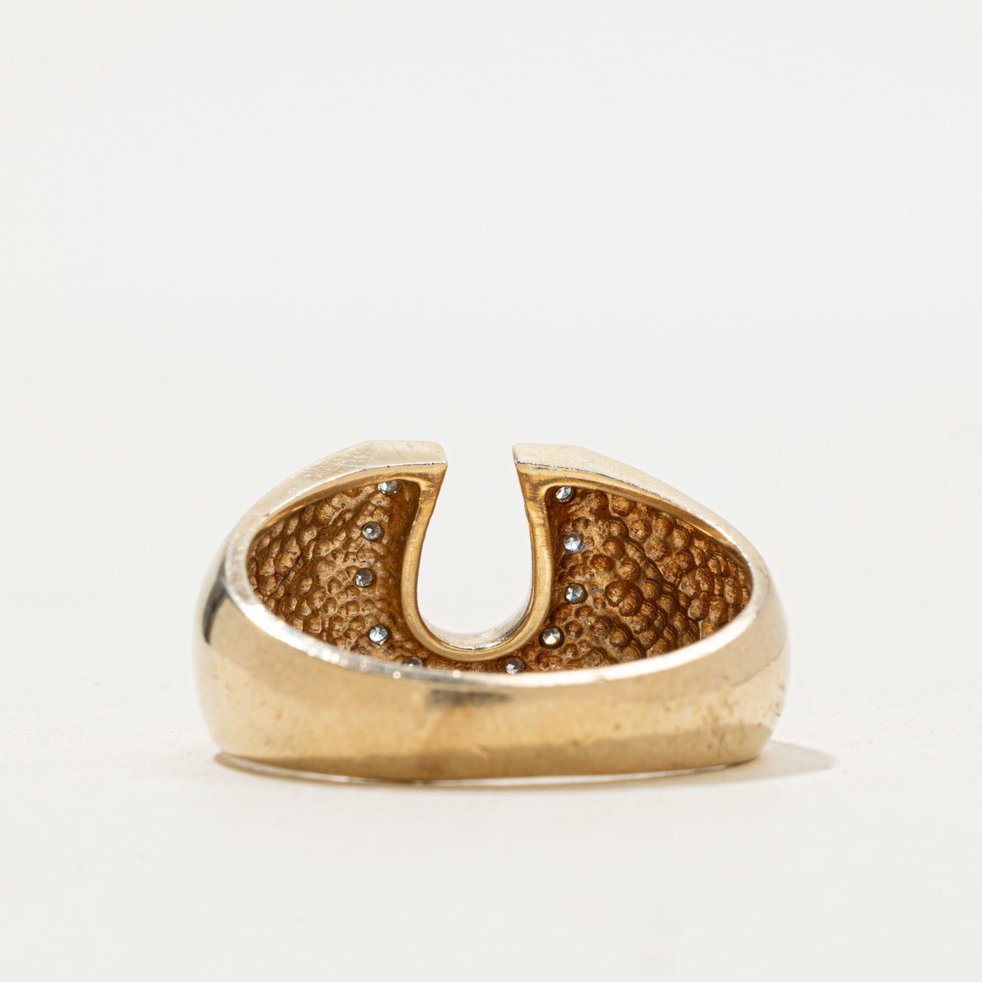 Diamond Horseshoe Grooved Ring | 0.11ctw | SZ 8.75