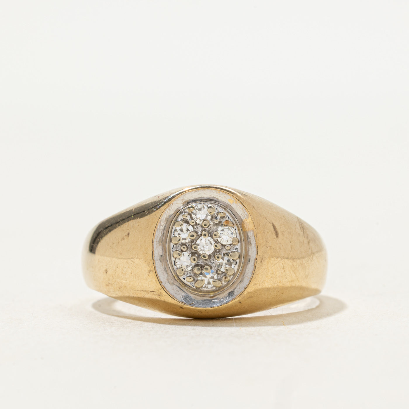 Diamond Oval Cluster Signet Ring | 0.07ctw | SZ 9.25
