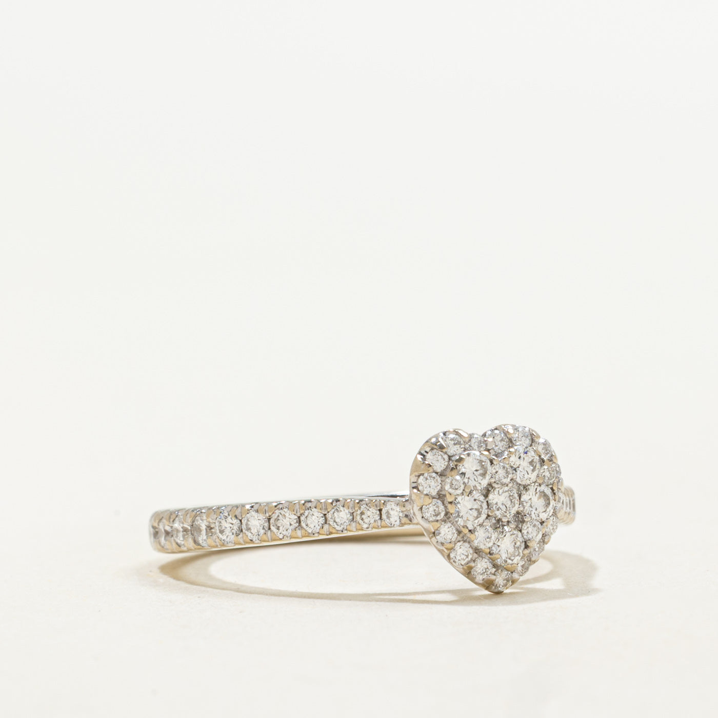 14K Pavé Set Diamond Heart Cluster Ring | 0.45ctw | SZ 5.25