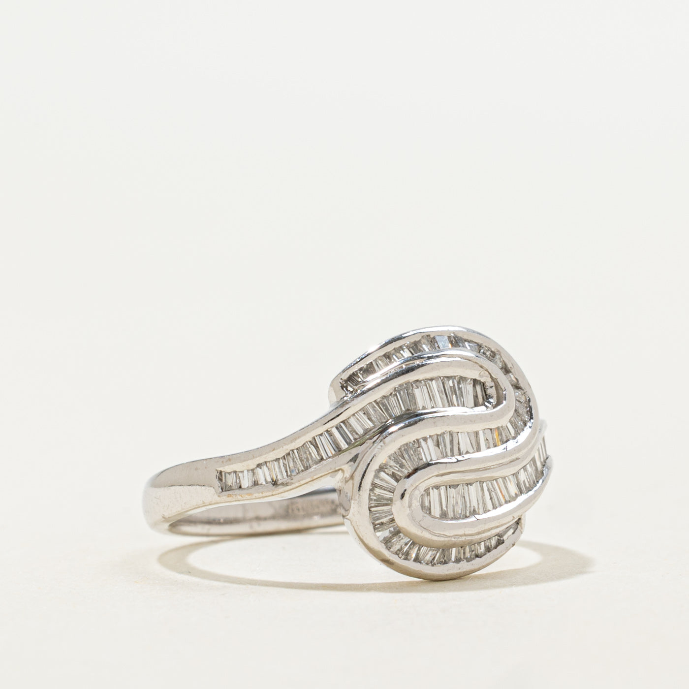 Platinum Baguette Cut Diamond Wave Ring | 0.70ctw | SZ 6.25