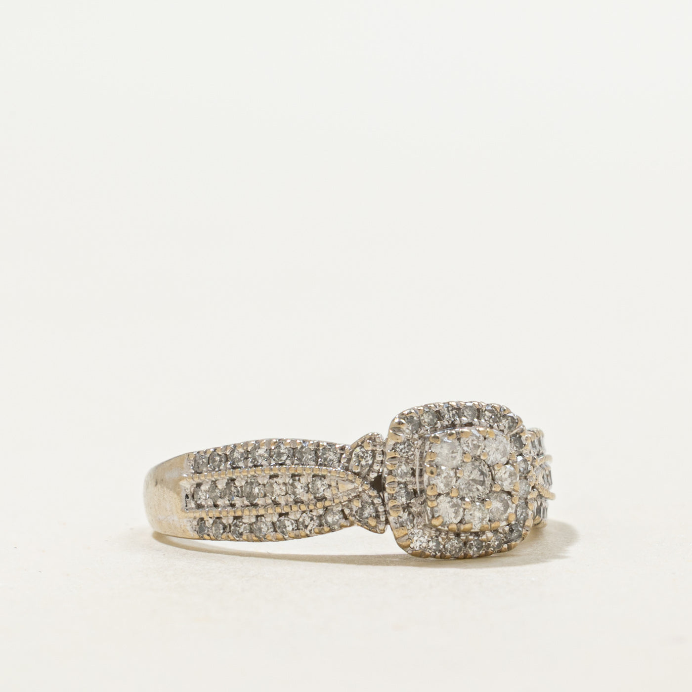 10K Diamond Square Cluster Halo Ring | 0.50ctw | SZ 7.0