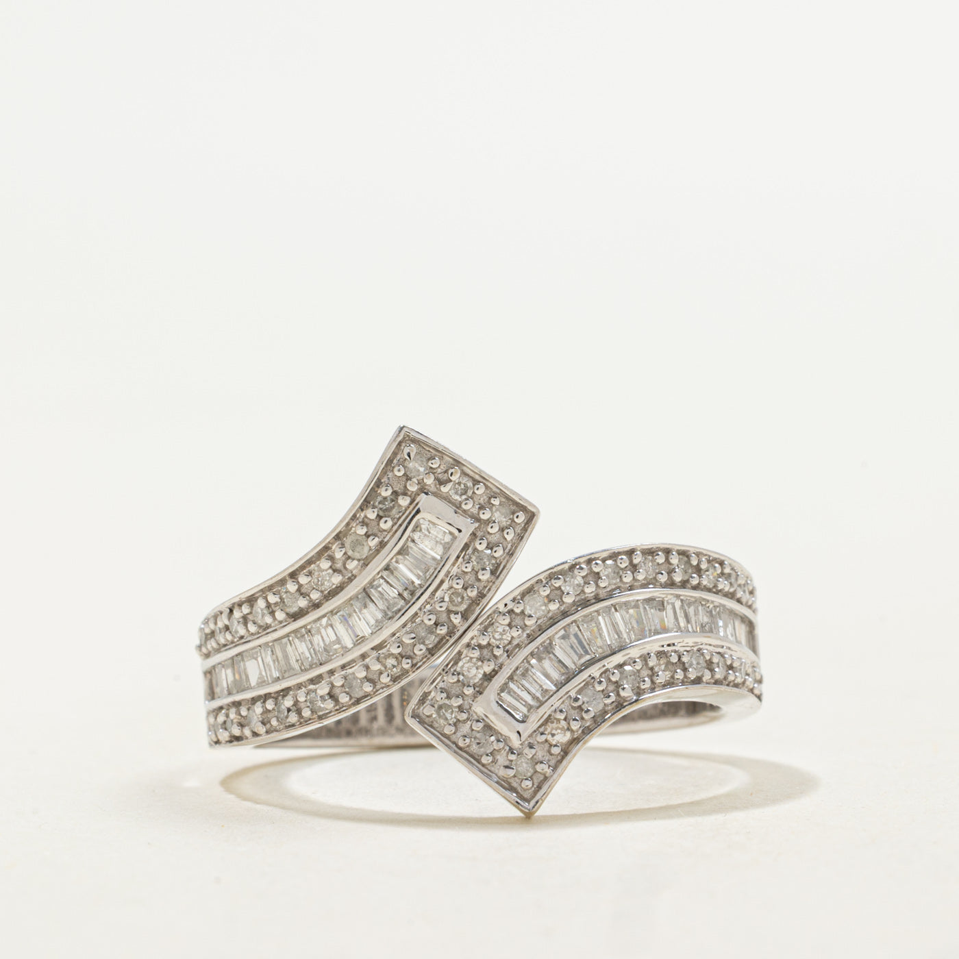10K Diamond Multi Row Cross Over Ring | 0.52ctw | SZ 8.75