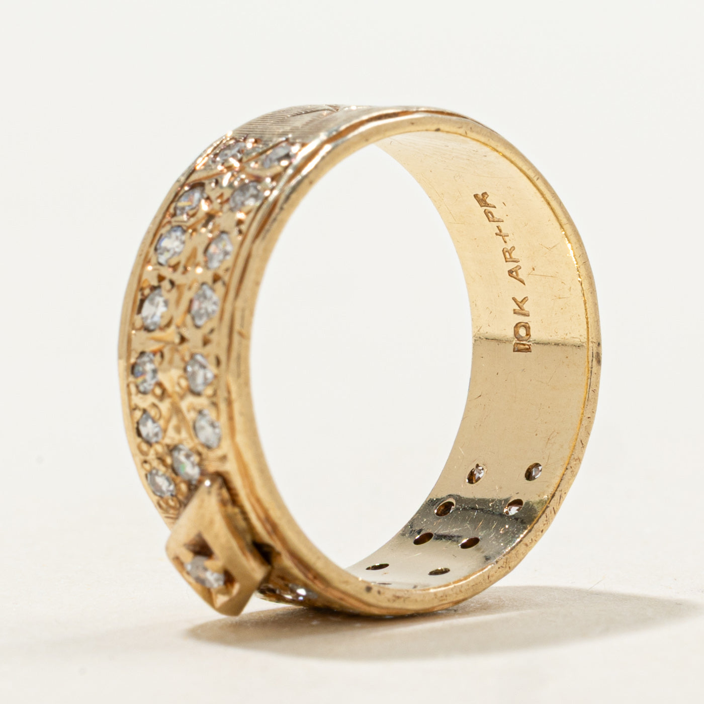 10K Diamond Textured Band | 0.43ctw | 6.95mm | SZ 6.5