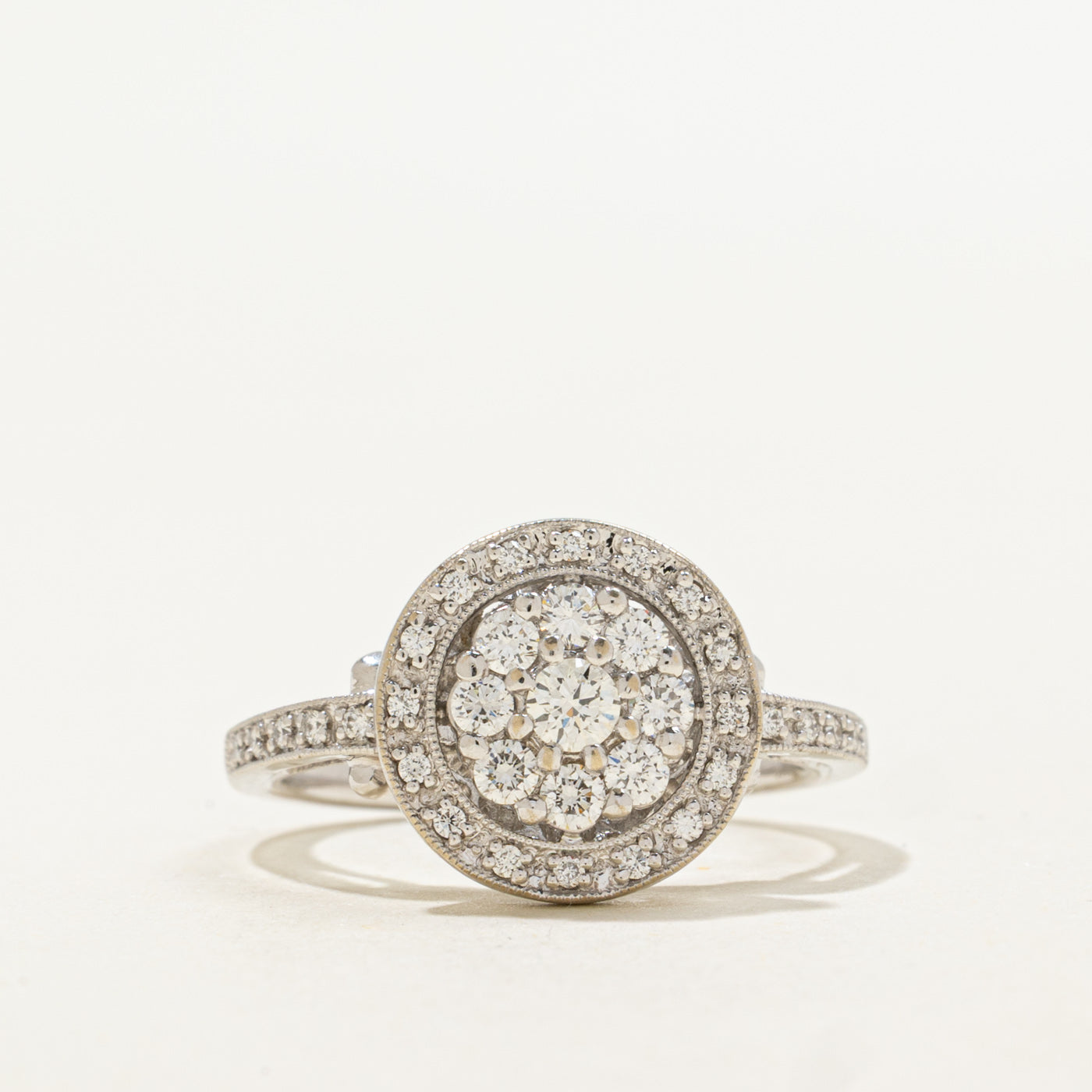 14K Diamond Round Cluster Halo Ring | 0.55ctw | SZ 7.0