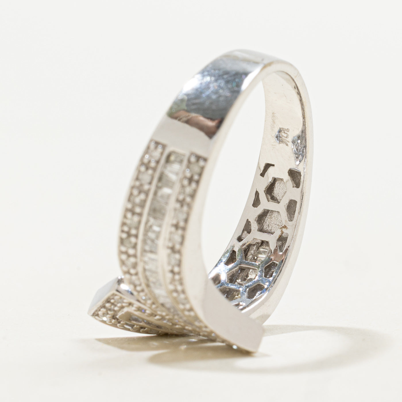 10K Diamond Multi Row Cross Over Ring | 0.52ctw | SZ 8.75