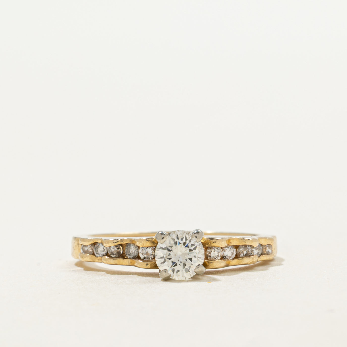 14K Diamond Accented Textured Ring | 0.60ctw | SZ 7.0
