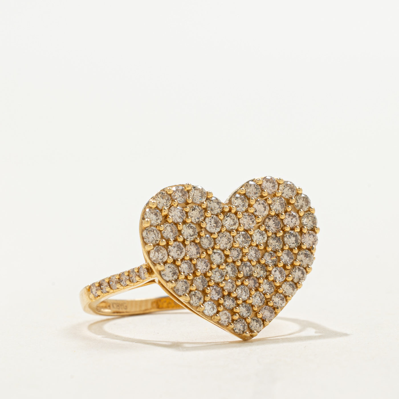 18K Pavé Set Diamond Heart Cluster Cocktail Ring | 1.00ctw | SZ 6.25