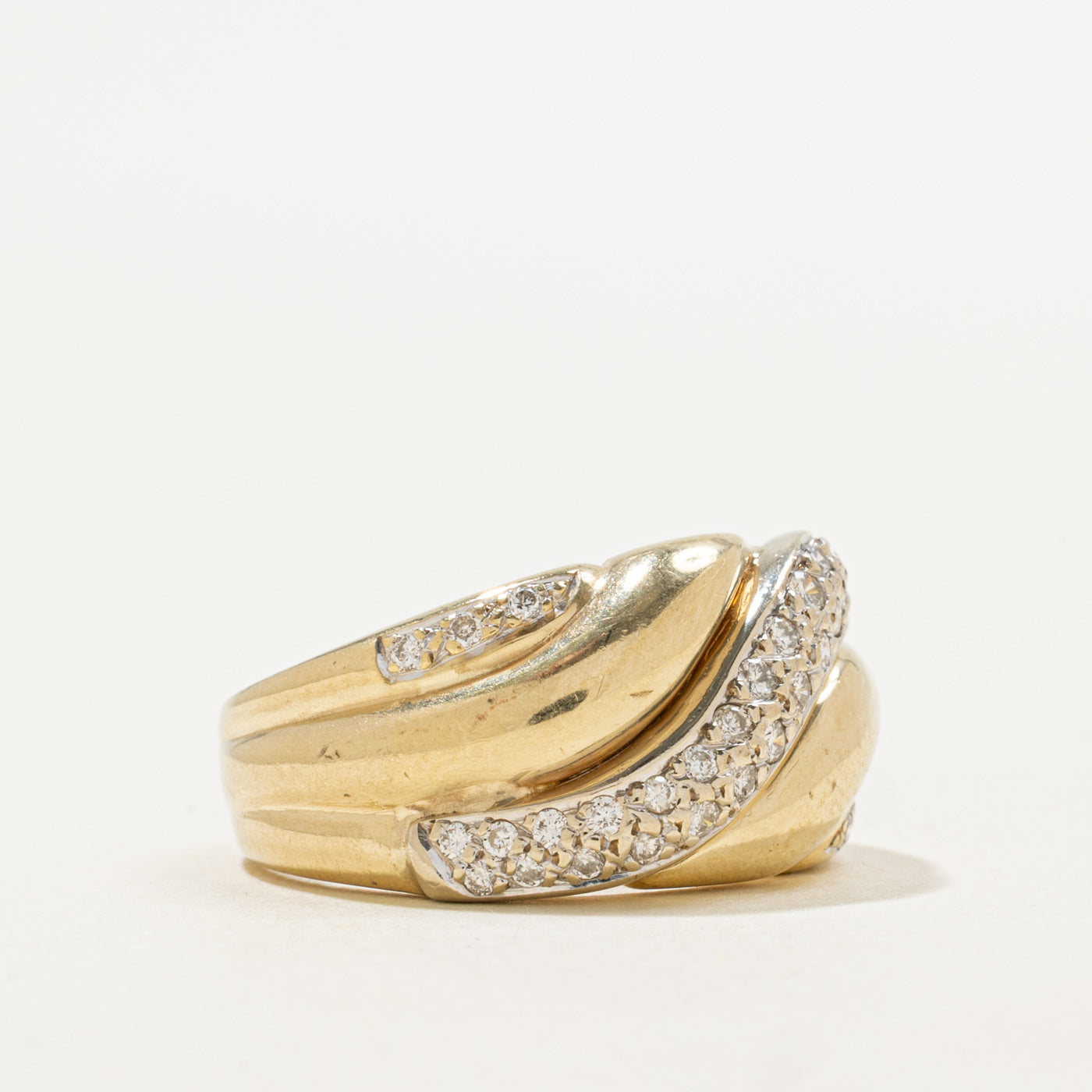 14K Pavé Set Diamond Chunky Wave Band | 0.40ctw | SZ 7.0