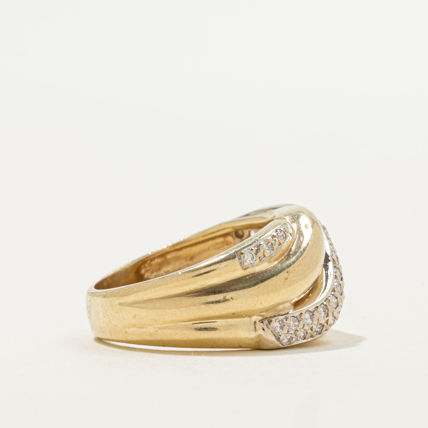 14K Pavé Set Diamond Chunky Wave Band | 0.40ctw | SZ 7.0