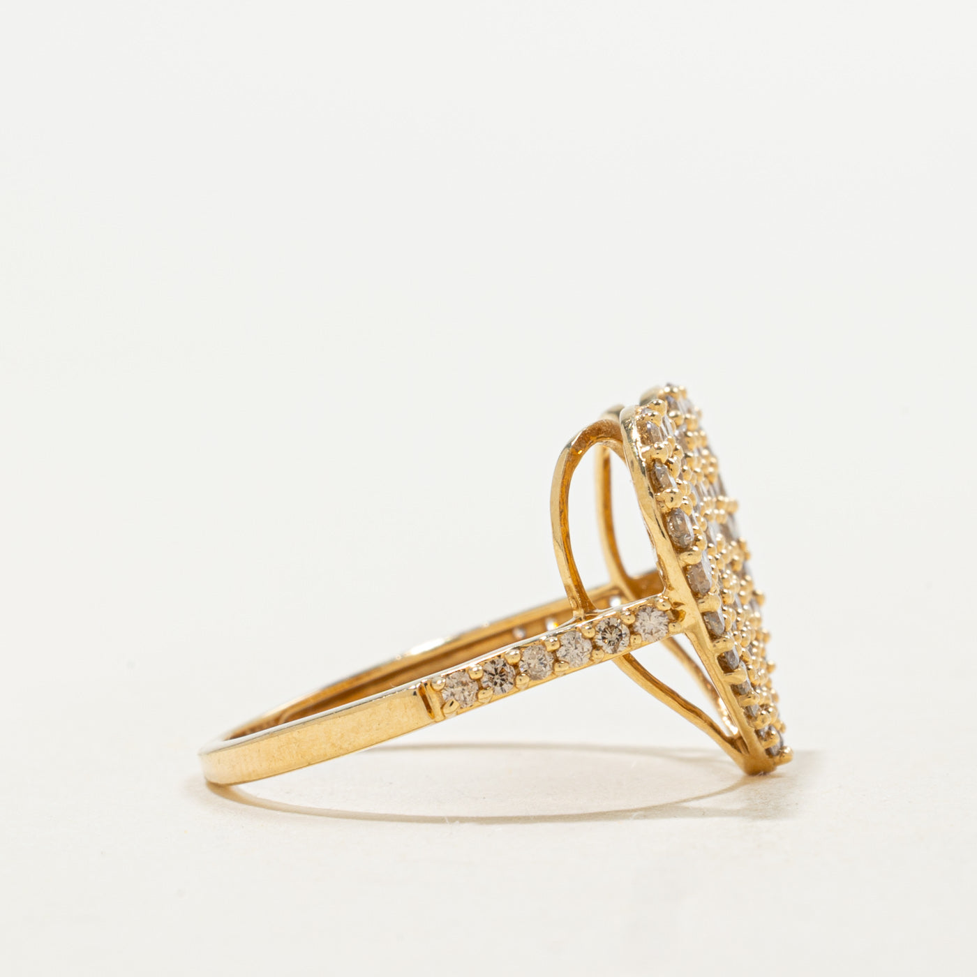 18K Pavé Set Diamond Heart Cluster Cocktail Ring | 1.00ctw | SZ 6.25