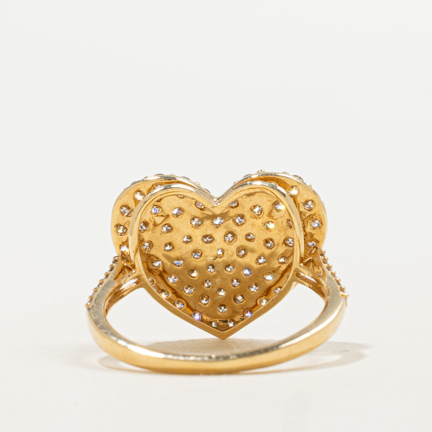 18K Pavé Set Diamond Heart Cluster Cocktail Ring | 1.00ctw | SZ 6.25