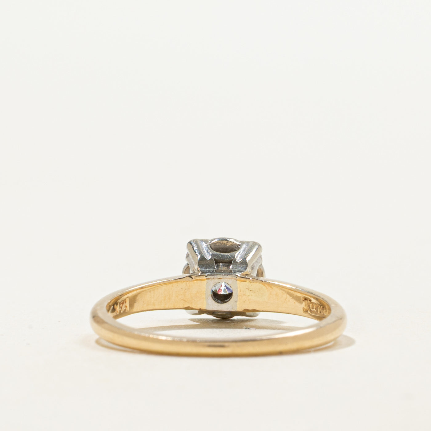 14K Two Tone Gold Solitaire Diamond Ring | 0.15ct | SZ 6.25