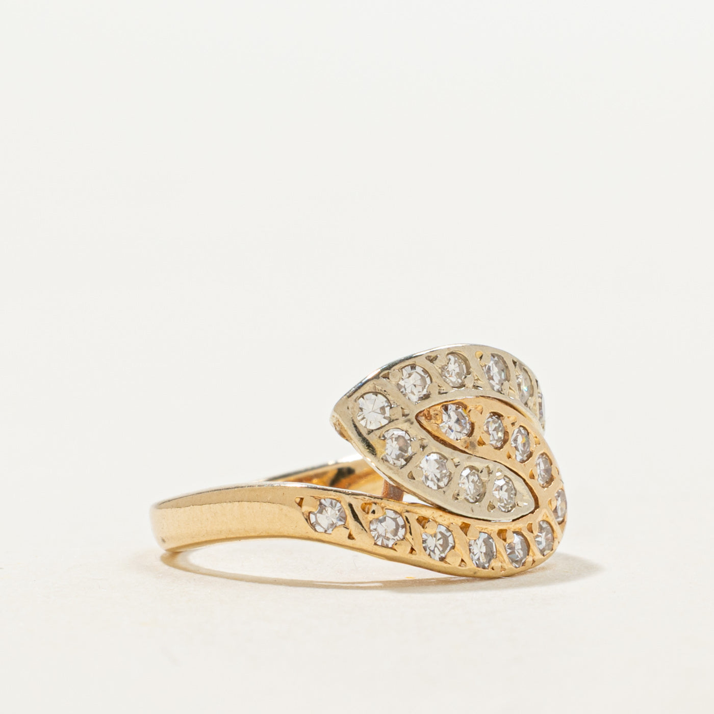 14K Two Tone Gold Diamond Abstract Bypass Ring | 0.37ctw | SZ 2.75