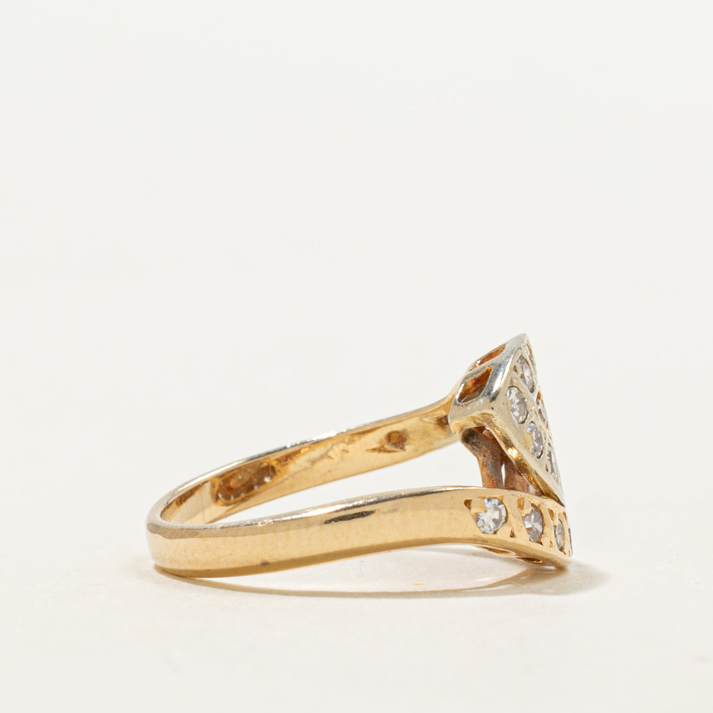 14K Two Tone Gold Diamond Abstract Bypass Ring | 0.37ctw | SZ 2.75