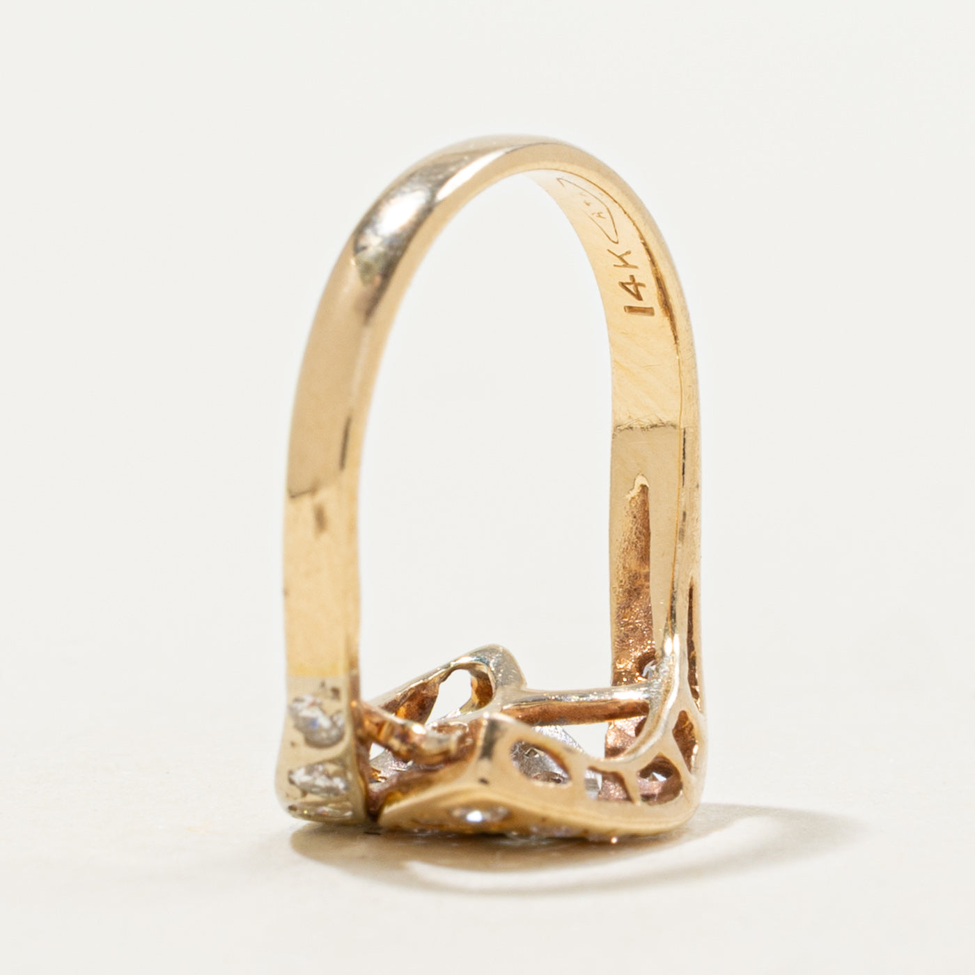 14K Two Tone Gold Diamond Abstract Bypass Ring | 0.37ctw | SZ 2.75