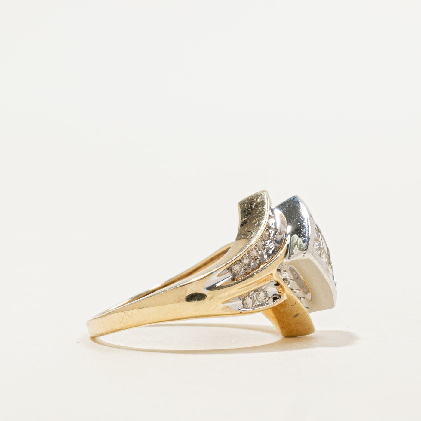 10K Two Tone Invisible Set Diamond Geometric Ring | 1.10ctw | SZ 7.0