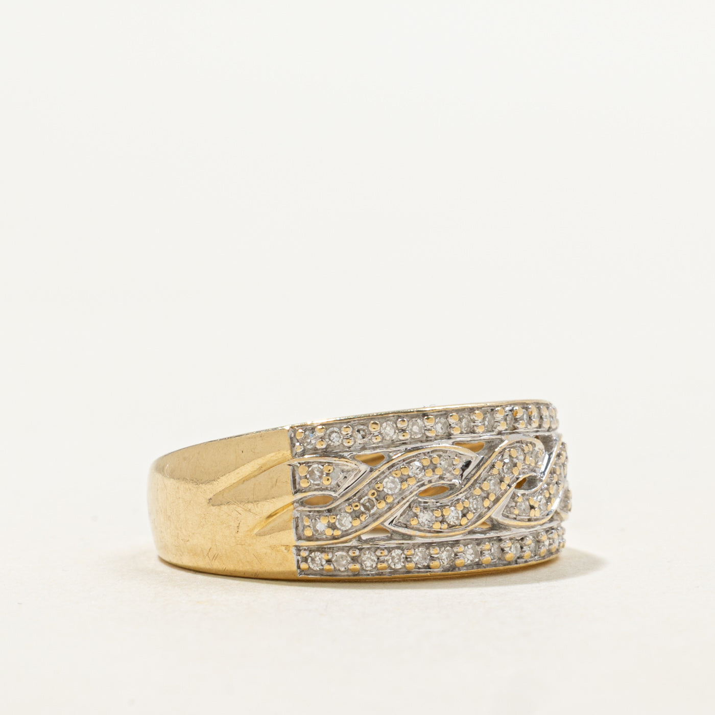 14K Diamond Woven Design Band | 0.16ctw | SZ 5.75
