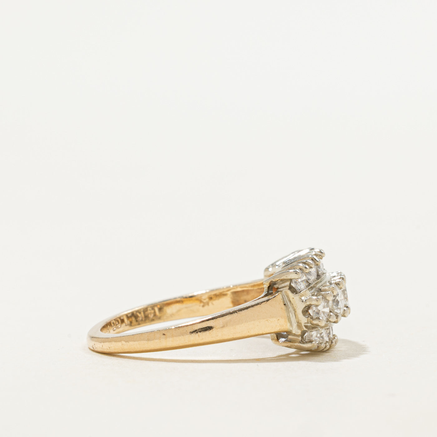 14K Yellow Gold Diamond Multi Row Ring | 0.90ctw | SZ 6.5