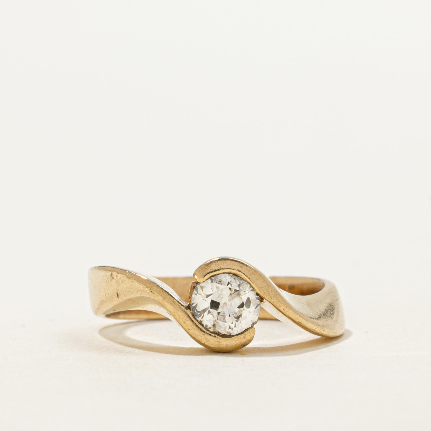 10K Semi Bezel Diamond Wave Bypass Ring | 0.50ct SI2/I1 G/H | SZ 6.0