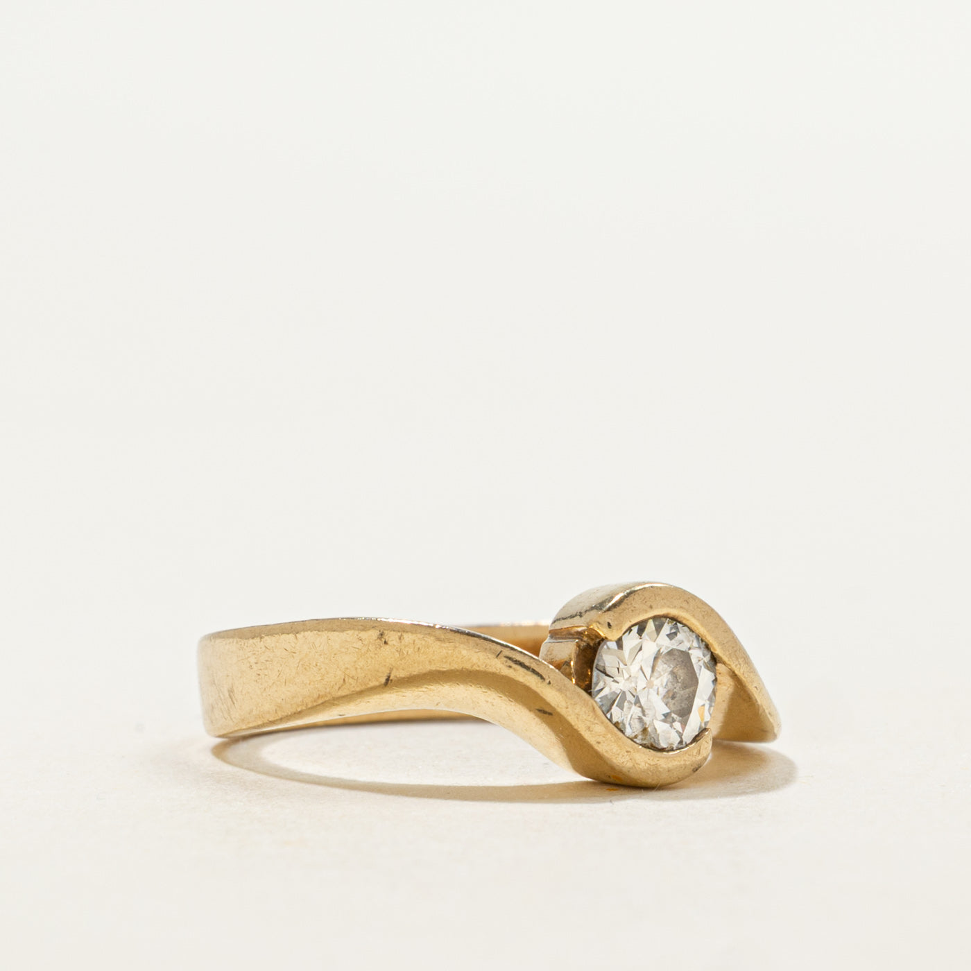 10K Semi Bezel Diamond Wave Bypass Ring | 0.50ct SI2/I1 G/H | SZ 6.0