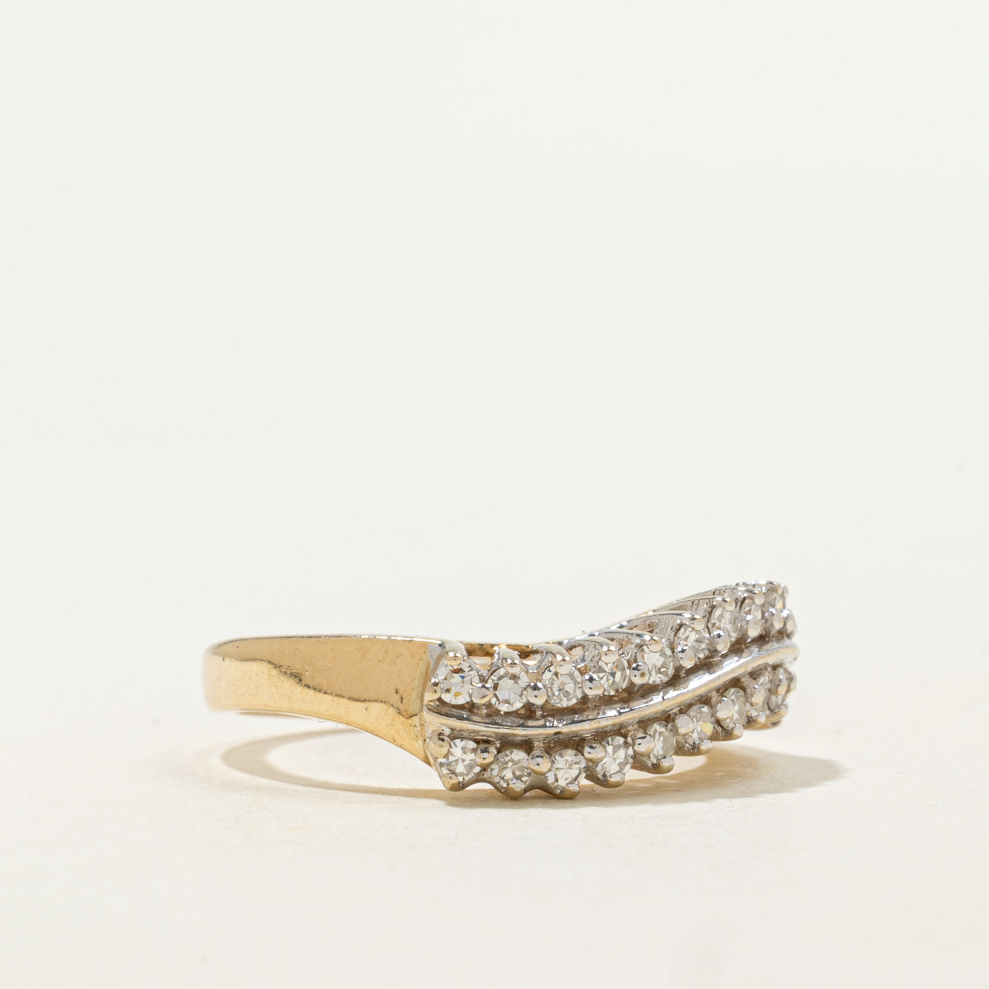 14K Double Row Diamond Wave Band | 0.39ctw | SZ 6.75