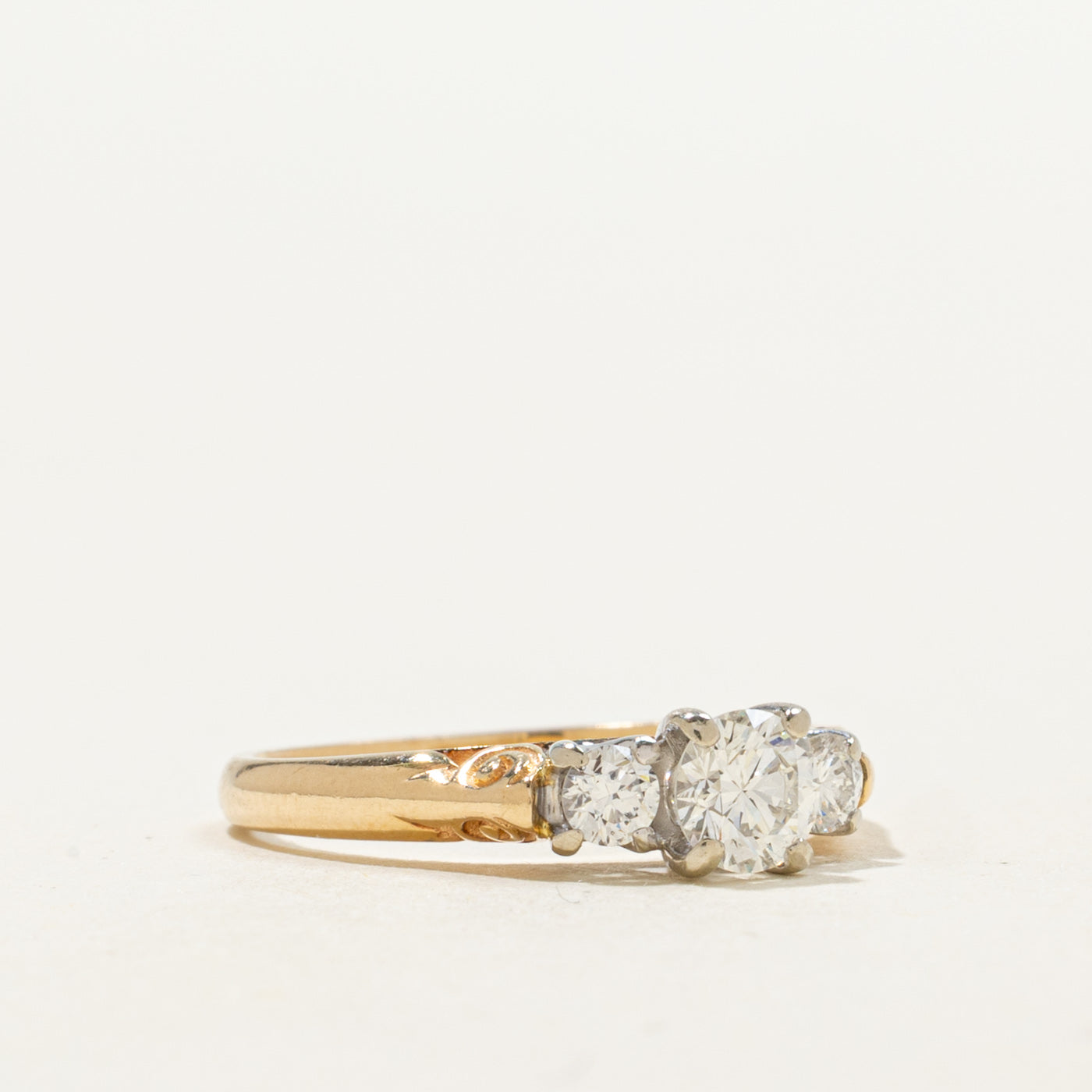 14K Yellow Gold Three Stone Diamond Ring | 0.51ctw | SZ 5.0