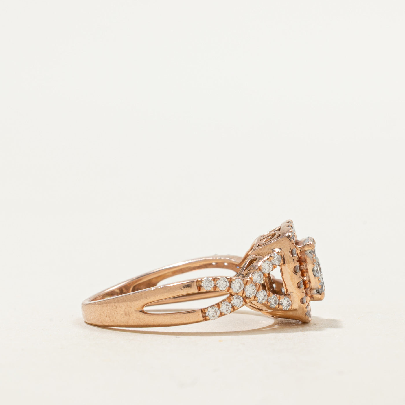 10K Diamond Square Cluster Halo Ring | 0.75ctw | SZ 5.5