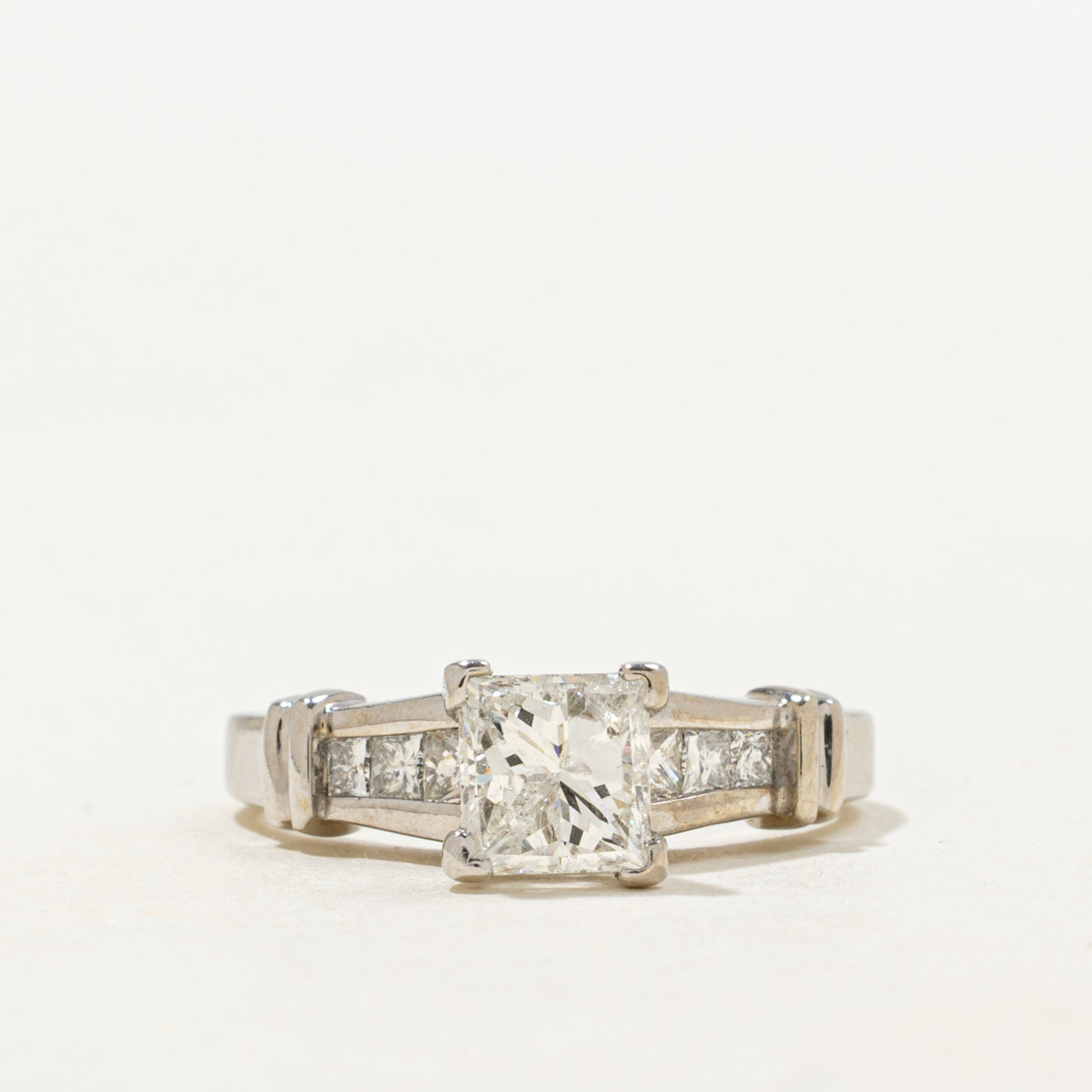 14K Princess Cut Diamond Grooved Ring | 1.15ctw | SZ 4.75