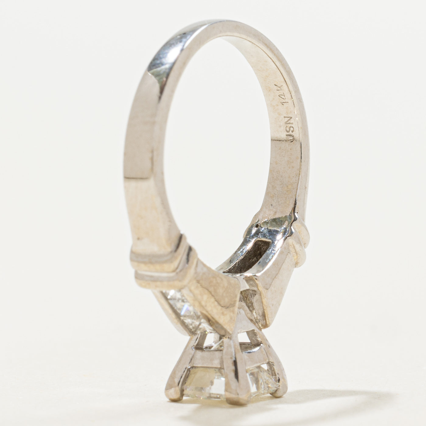 14K Princess Cut Diamond Grooved Ring | 1.15ctw | SZ 4.75