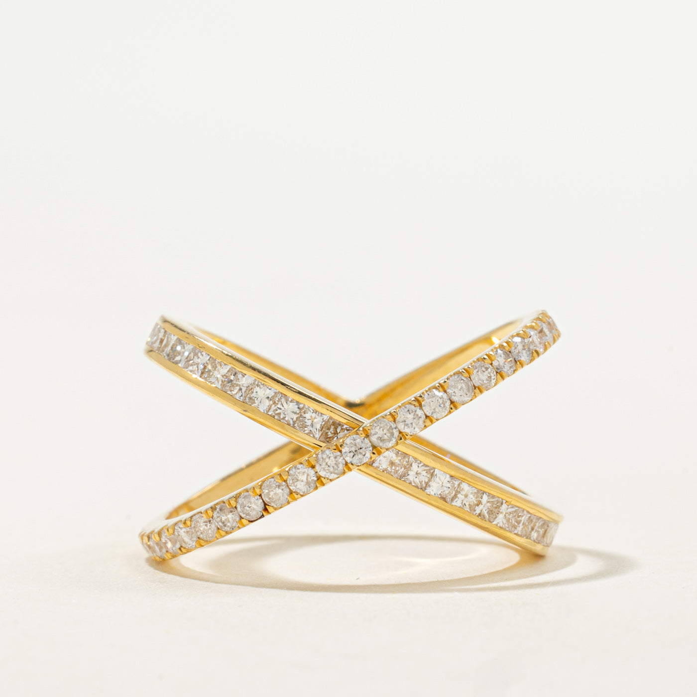 14K Semi Eternity Diamond Cross Over Ring | 0.57ctw | SZ 7.25