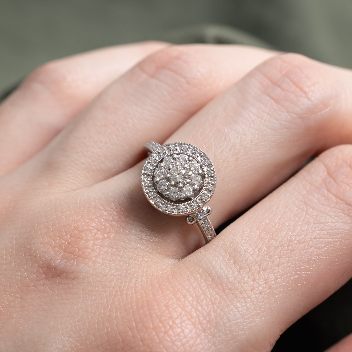 14K Diamond Round Cluster Halo Ring | 0.55ctw | SZ 7.0