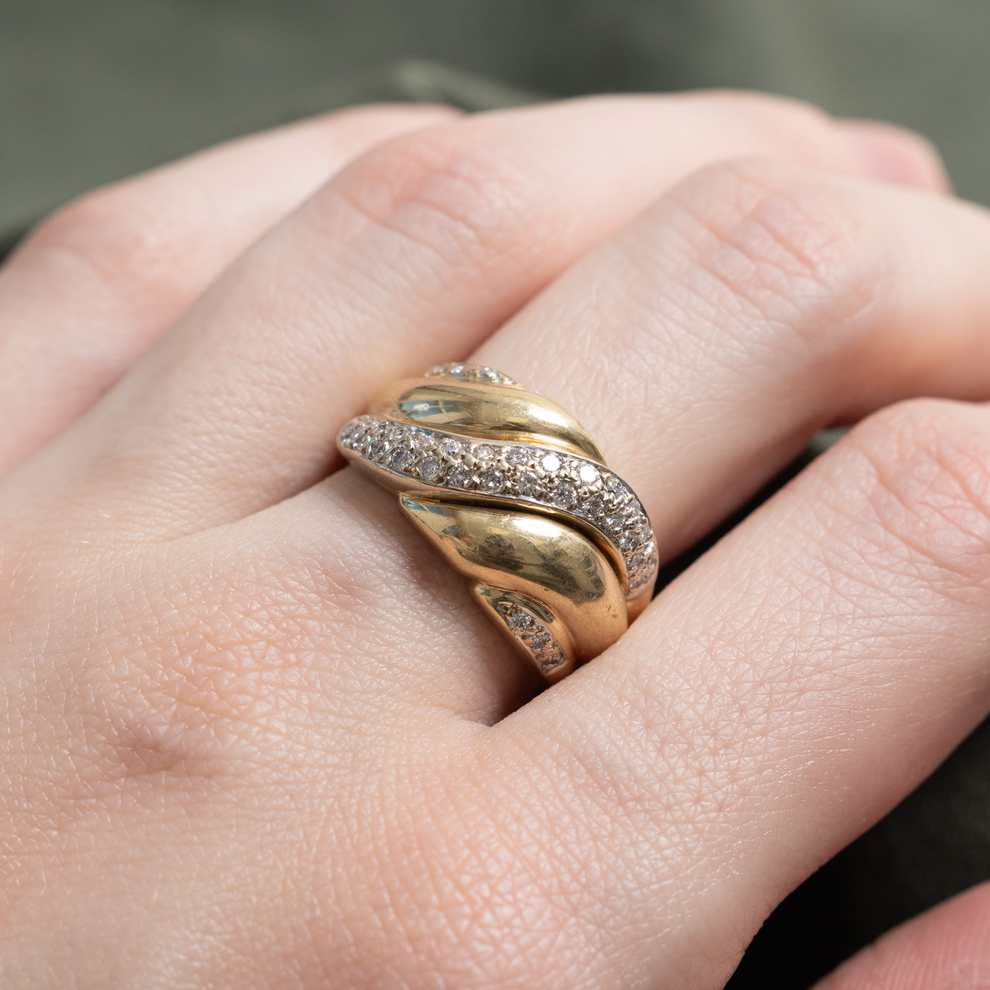 14K Pavé Set Diamond Chunky Wave Band | 0.40ctw | SZ 7.0