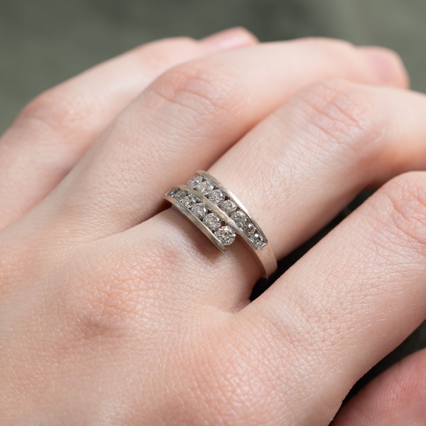 14K Semi Eternity Diamond Bypass Ring | 0.75ctw | SZ 6.5