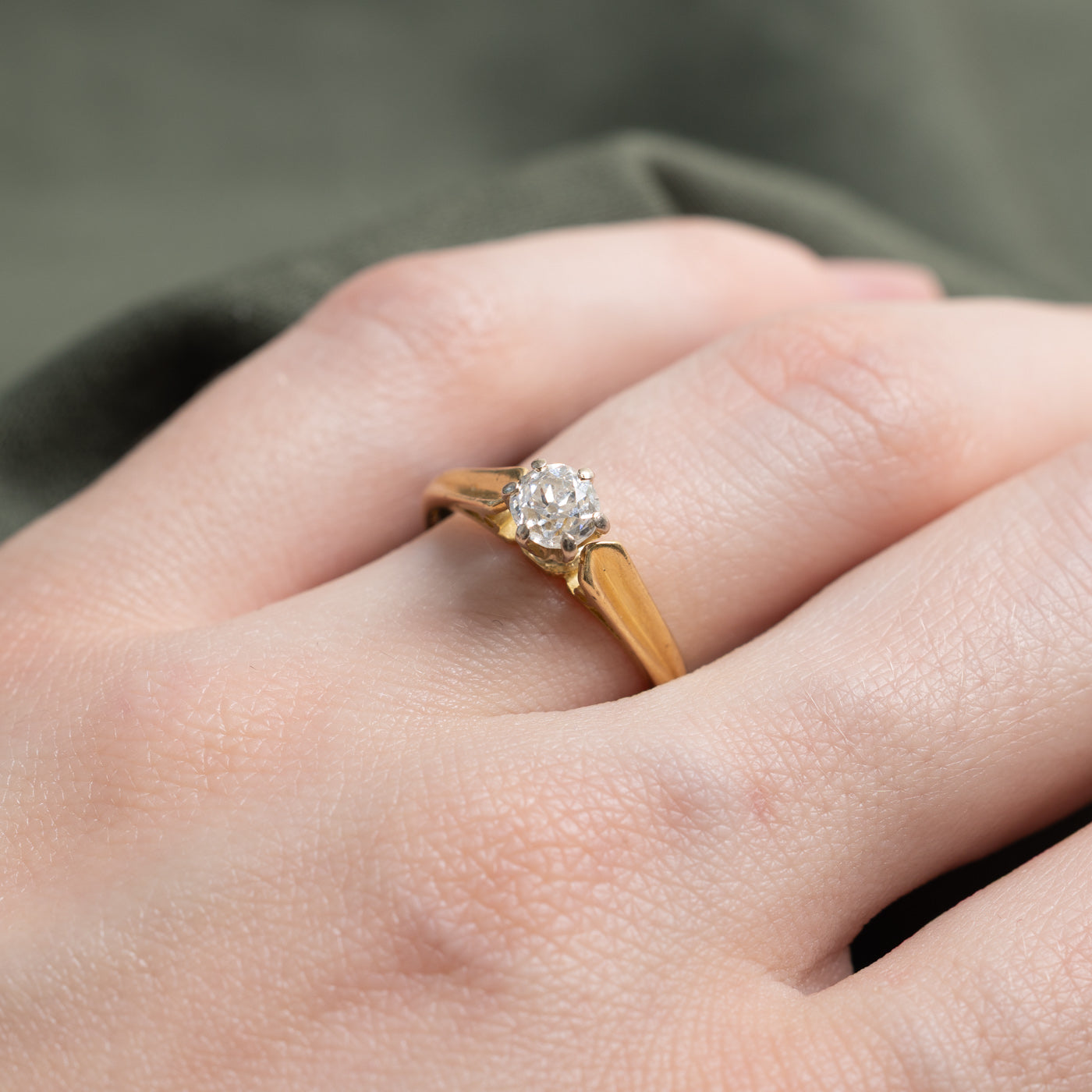 Bague en or 14 carats avec diamant taille ancienne | 0,46 ct VS2/SI1 G/H | Taille 6,0