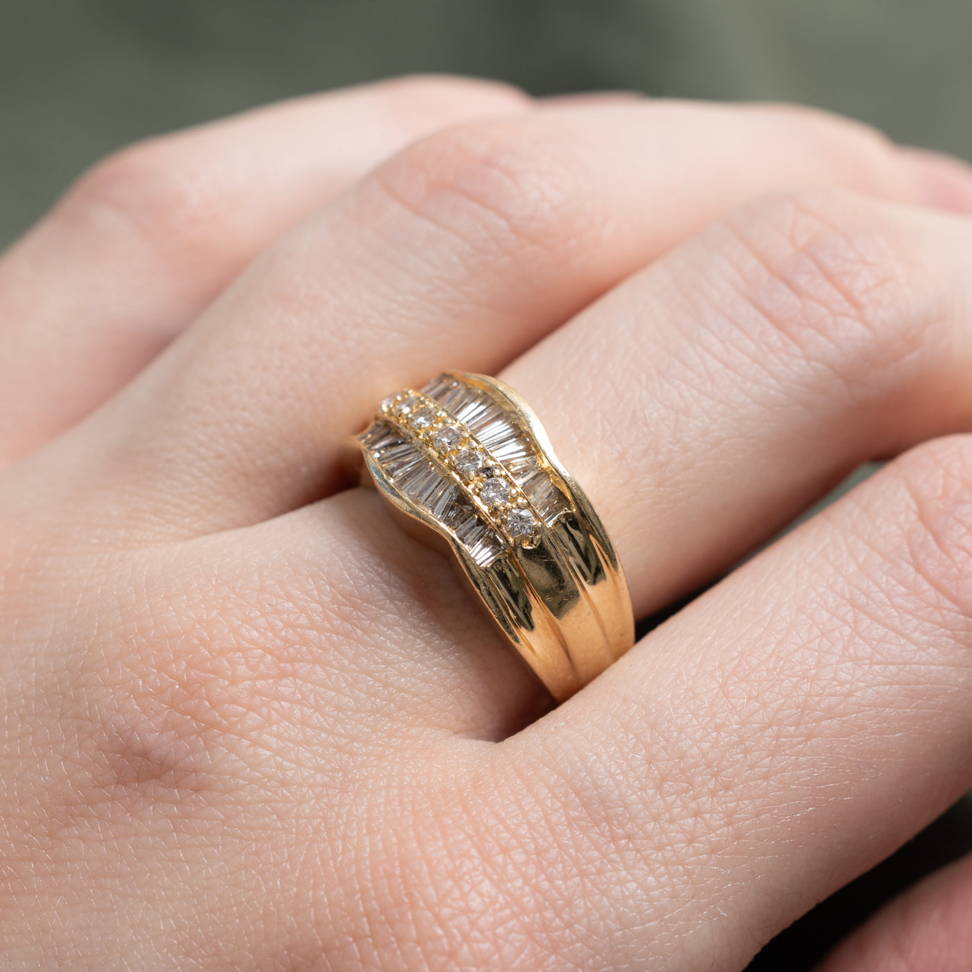 Bague multi-rangs en or 14 carats sertie de diamants | 0,68 ct au total | Taille 6,75