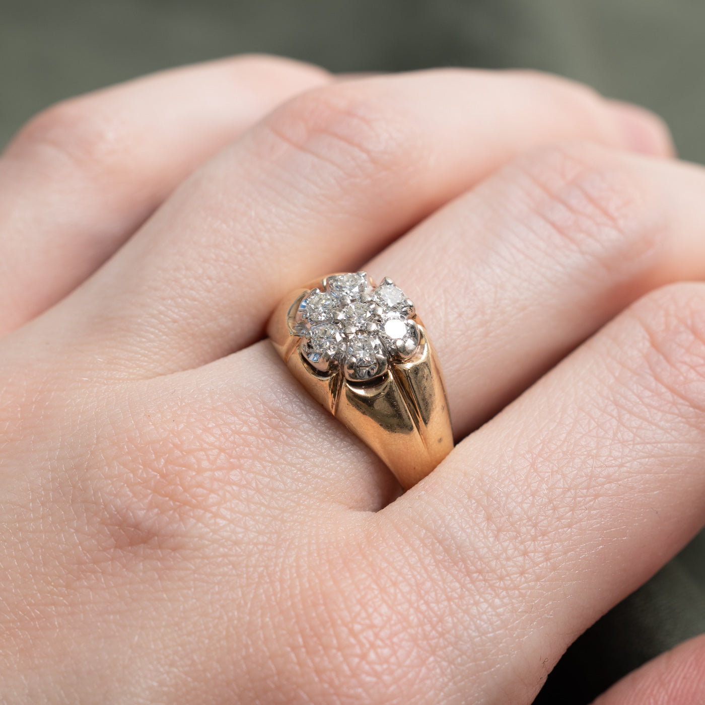 10K Diamond Daisy Chunky Ring | 0.50ctw | SZ 8.75