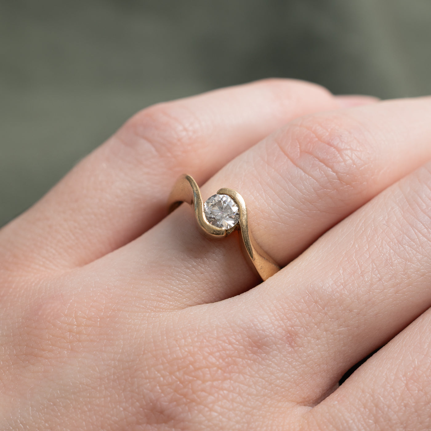 10K Semi Bezel Diamond Wave Bypass Ring | 0.50ct SI2/I1 G/H | SZ 6.0