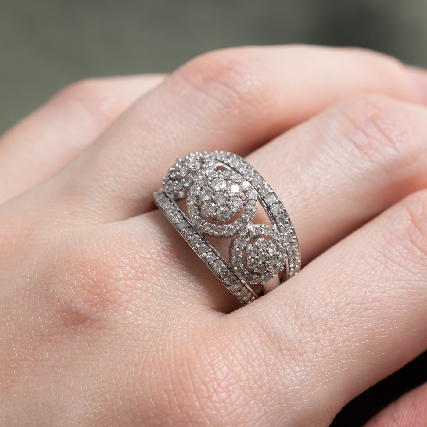 10K Diamond Multi Cluster Cocktail Ring | 1.15ctw | SZ 9.0