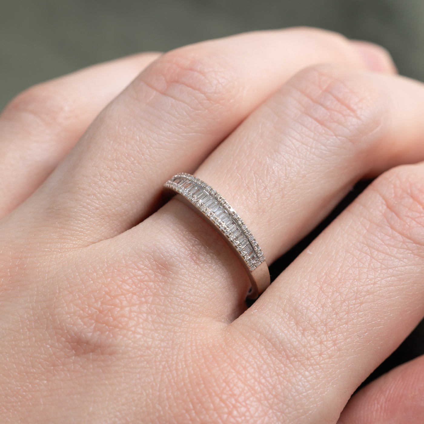 Alliance demi-éternité en or 14 carats sertie de diamants taille multiple | 0,58 ct au total | Taille 6,75