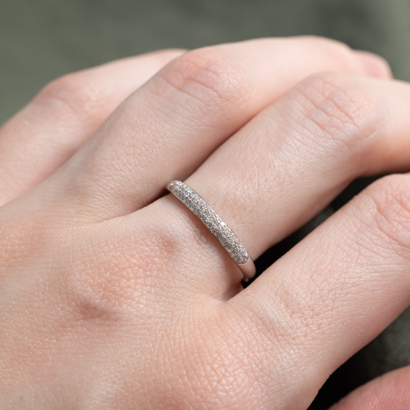 10K Multi Row Pavé Set Semi Eternity Diamond Band | 0.15ctw | SZ 7.0