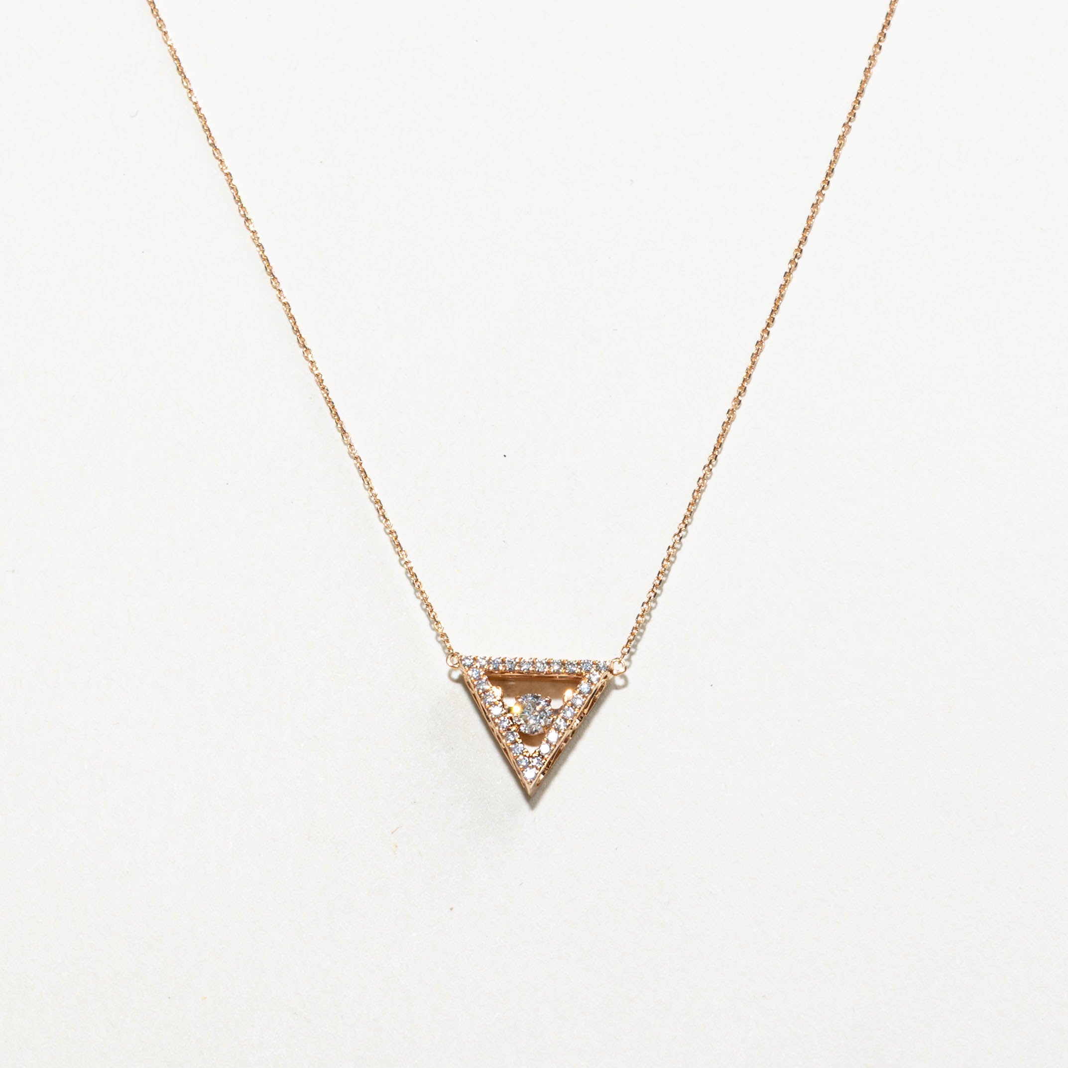 14k Diamond Triangle Pendant Necklace | 0.30ctw | 17"