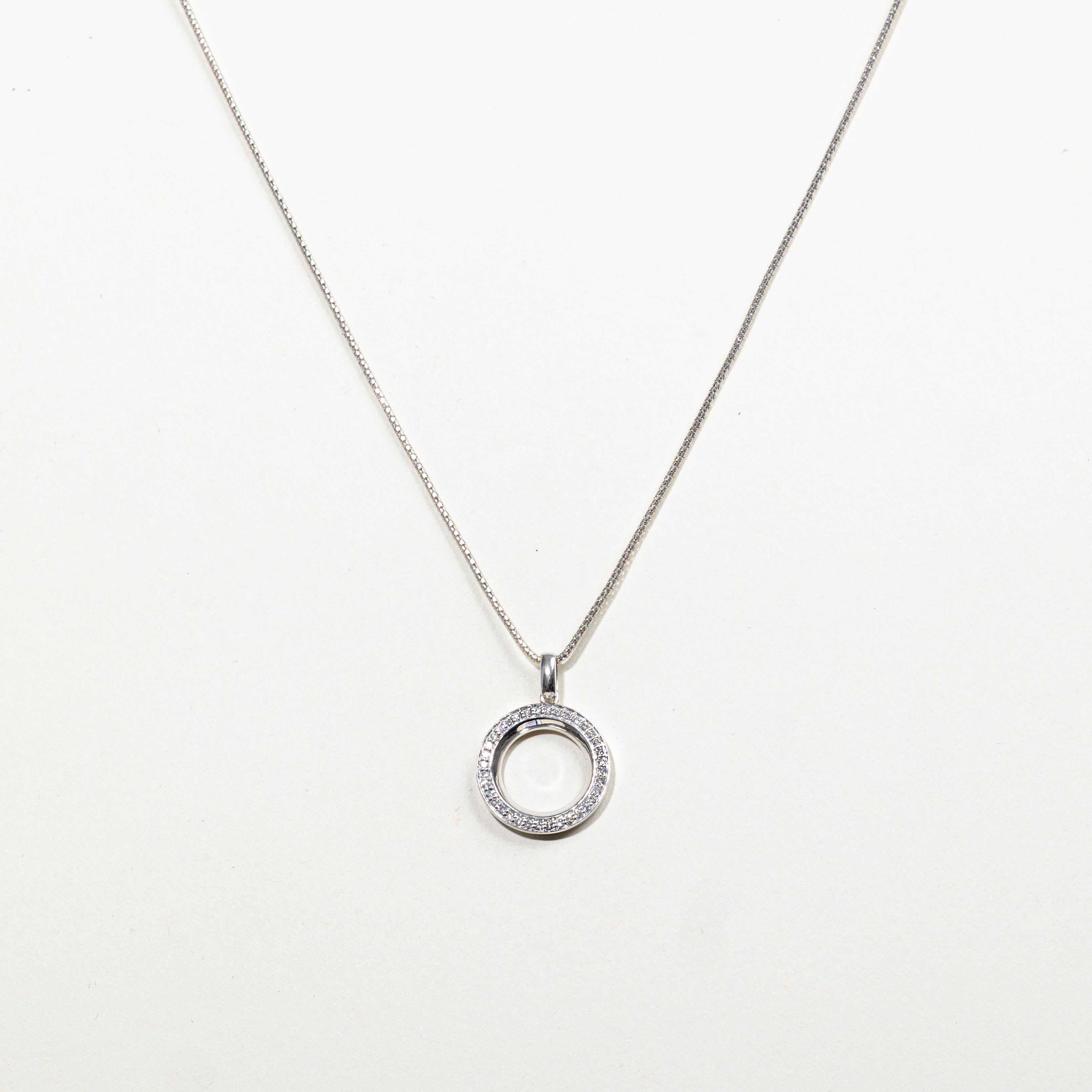 14k Diamond Circle Pendant Necklace | 0.30ctw | 22"